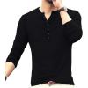 imageYTD Mens Casual Slim Fit Basic Henley Long Sleeve Fashion TShirt01 Long Sleeve Black