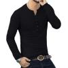 imageYTD Mens Casual Slim Fit Basic Henley Long Sleeve Fashion TShirt01 Long Sleeve Black