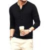imageYTD Mens Casual Slim Fit Basic Henley Long Sleeve Fashion TShirt01 Long Sleeve Black