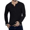 imageYTD Mens Casual Slim Fit Basic Henley Long Sleeve Fashion TShirt01 Long Sleeve Black
