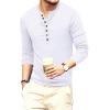 imageYTD Mens Casual Slim Fit Basic Henley Long Sleeve Fashion TShirt02 Long Sleeve White