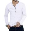 imageYTD Mens Casual Slim Fit Basic Henley Long Sleeve Fashion TShirt02 Long Sleeve White