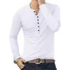 imageYTD Mens Casual Slim Fit Basic Henley Long Sleeve Fashion TShirt02 Long Sleeve White