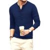 imageYTD Mens Casual Slim Fit Basic Henley Long Sleeve Fashion TShirt03 Long Sleeve Navy