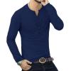 imageYTD Mens Casual Slim Fit Basic Henley Long Sleeve Fashion TShirt03 Long Sleeve Navy