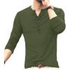 imageYTD Mens Casual Slim Fit Basic Henley Long Sleeve Fashion TShirt04 Long Sleeve Army Green