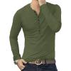 imageYTD Mens Casual Slim Fit Basic Henley Long Sleeve Fashion TShirt04 Long Sleeve Army Green