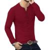 imageYTD Mens Casual Slim Fit Basic Henley Long Sleeve Fashion TShirt04 Long Sleeve Wine Red