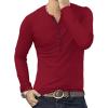 imageYTD Mens Casual Slim Fit Basic Henley Long Sleeve Fashion TShirt04 Long Sleeve Wine Red