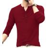 imageYTD Mens Casual Slim Fit Basic Henley Long Sleeve Fashion TShirt04 Long Sleeve Wine Red