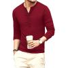 imageYTD Mens Casual Slim Fit Basic Henley Long Sleeve Fashion TShirt04 Long Sleeve Wine Red