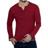 imageYTD Mens Casual Slim Fit Basic Henley Long Sleeve Fashion TShirt04 Long Sleeve Wine Red