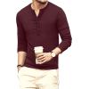 imageYTD Mens Casual Slim Fit Basic Henley Long Sleeve Fashion TShirt05 Long Sleeve Burgundy