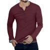 imageYTD Mens Casual Slim Fit Basic Henley Long Sleeve Fashion TShirt05 Long Sleeve Burgundy