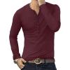 imageYTD Mens Casual Slim Fit Basic Henley Long Sleeve Fashion TShirt05 Long Sleeve Burgundy