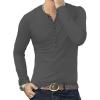 imageYTD Mens Casual Slim Fit Basic Henley Long Sleeve Fashion TShirt06 Long Sleeve Dark Gray