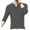 imageYTD Mens Casual Slim Fit Basic Henley Long Sleeve Fashion TShirt06 Long Sleeve Dark Gray