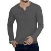 imageYTD Mens Casual Slim Fit Basic Henley Long Sleeve Fashion TShirt06 Long Sleeve Dark Gray