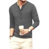 imageYTD Mens Casual Slim Fit Basic Henley Long Sleeve Fashion TShirt06 Long Sleeve Dark Gray