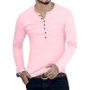 imageYTD Mens Casual Slim Fit Basic Henley Long Sleeve Fashion TShirt08 Long Sleeve Pink