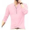 imageYTD Mens Casual Slim Fit Basic Henley Long Sleeve Fashion TShirt08 Long Sleeve Pink