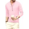 imageYTD Mens Casual Slim Fit Basic Henley Long Sleeve Fashion TShirt08 Long Sleeve Pink