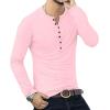 imageYTD Mens Casual Slim Fit Basic Henley Long Sleeve Fashion TShirt08 Long Sleeve Pink