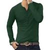 imageYTD Mens Casual Slim Fit Basic Henley Long Sleeve Fashion TShirt09 Long Sleeve Hunter Green