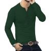 imageYTD Mens Casual Slim Fit Basic Henley Long Sleeve Fashion TShirt09 Long Sleeve Hunter Green