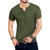 imageYTD Mens Casual Slim Fit Basic Henley Long Sleeve Fashion TShirtArmy Green