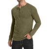 imageYTD Mens Casual Slim Fit Basic Henley Long Sleeve Fashion TShirtArmy Green Melange