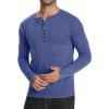 imageYTD Mens Casual Slim Fit Basic Henley Long Sleeve Fashion TShirtBlue Melange