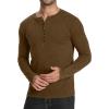 imageYTD Mens Casual Slim Fit Basic Henley Long Sleeve Fashion TShirtBrown Melange
