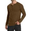 imageYTD Mens Casual Slim Fit Basic Henley Long Sleeve Fashion TShirtBrown Melange
