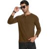 imageYTD Mens Casual Slim Fit Basic Henley Long Sleeve Fashion TShirtBrown Melange