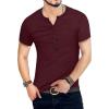 imageYTD Mens Casual Slim Fit Basic Henley Long Sleeve Fashion TShirtBurgundy