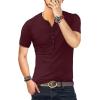 imageYTD Mens Casual Slim Fit Basic Henley Long Sleeve Fashion TShirtBurgundy