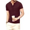 imageYTD Mens Casual Slim Fit Basic Henley Long Sleeve Fashion TShirtBurgundy