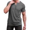 imageYTD Mens Casual Slim Fit Basic Henley Long Sleeve Fashion TShirtDark Gray