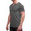 imageYTD Mens Casual Slim Fit Basic Henley Long Sleeve Fashion TShirtDark Gray