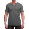 imageYTD Mens Casual Slim Fit Basic Henley Long Sleeve Fashion TShirtDark Gray