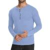 imageYTD Mens Casual Slim Fit Basic Henley Long Sleeve Fashion TShirtGlacier Blue Melange