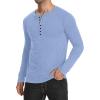 imageYTD Mens Casual Slim Fit Basic Henley Long Sleeve Fashion TShirtGlacier Blue Melange