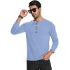 imageYTD Mens Casual Slim Fit Basic Henley Long Sleeve Fashion TShirtGlacier Blue Melange
