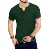 imageYTD Mens Casual Slim Fit Basic Henley Long Sleeve Fashion TShirtHunter Green