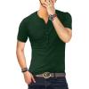 imageYTD Mens Casual Slim Fit Basic Henley Long Sleeve Fashion TShirtHunter Green