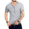 imageYTD Mens Casual Slim Fit Basic Henley Long Sleeve Fashion TShirtLight Gray