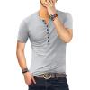 imageYTD Mens Casual Slim Fit Basic Henley Long Sleeve Fashion TShirtLight Gray