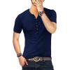 imageYTD Mens Casual Slim Fit Basic Henley Long Sleeve Fashion TShirtNavy