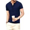 imageYTD Mens Casual Slim Fit Basic Henley Long Sleeve Fashion TShirtNavy